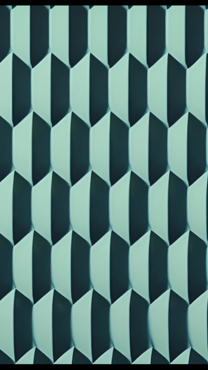 Vertical video: Looping hexagon pattern alternating teal and mint columns in digital design