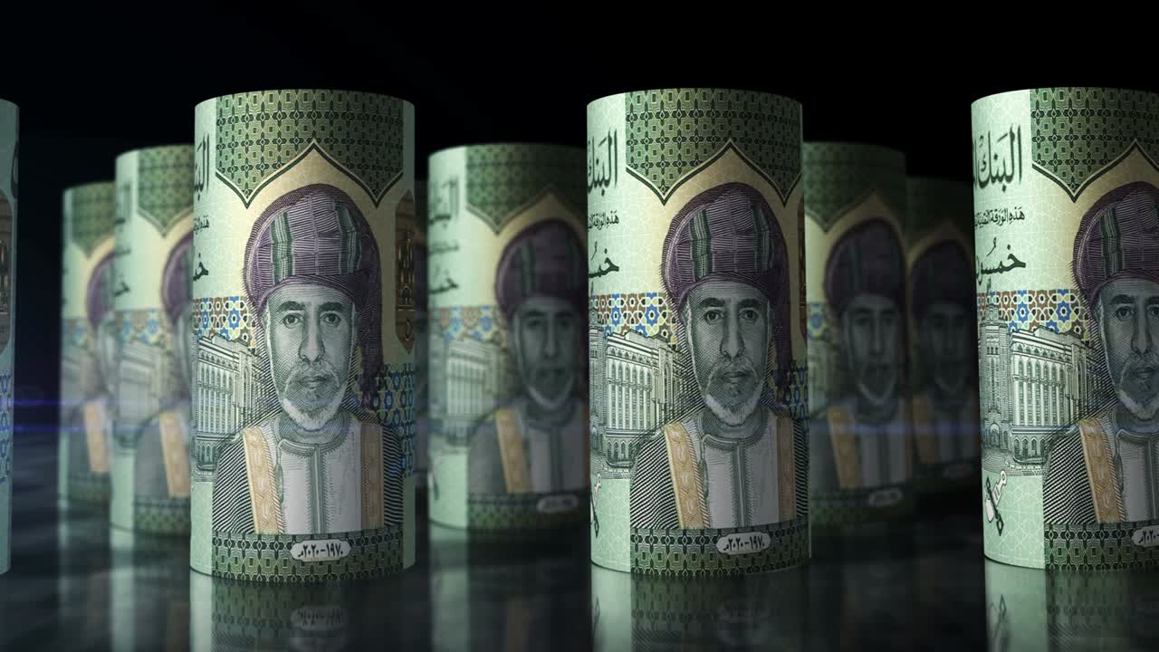 Oman Rial money banknotes rolls seamless loop