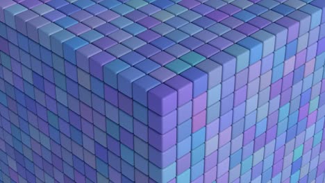 cubo de textura azul y púrpura, primer plano. animación abstracta, renderizado en 3d.