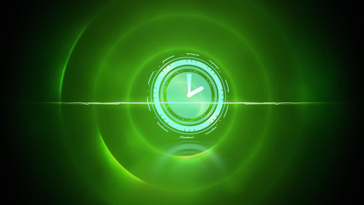 animazione di un orologio che si muove sui cerchi verdi