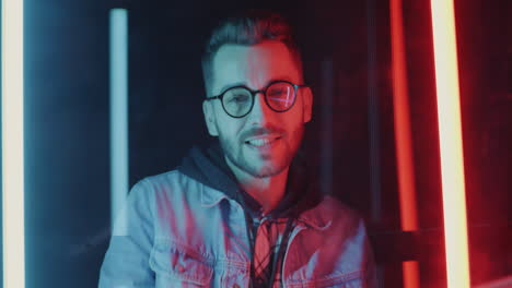 man in neon lights