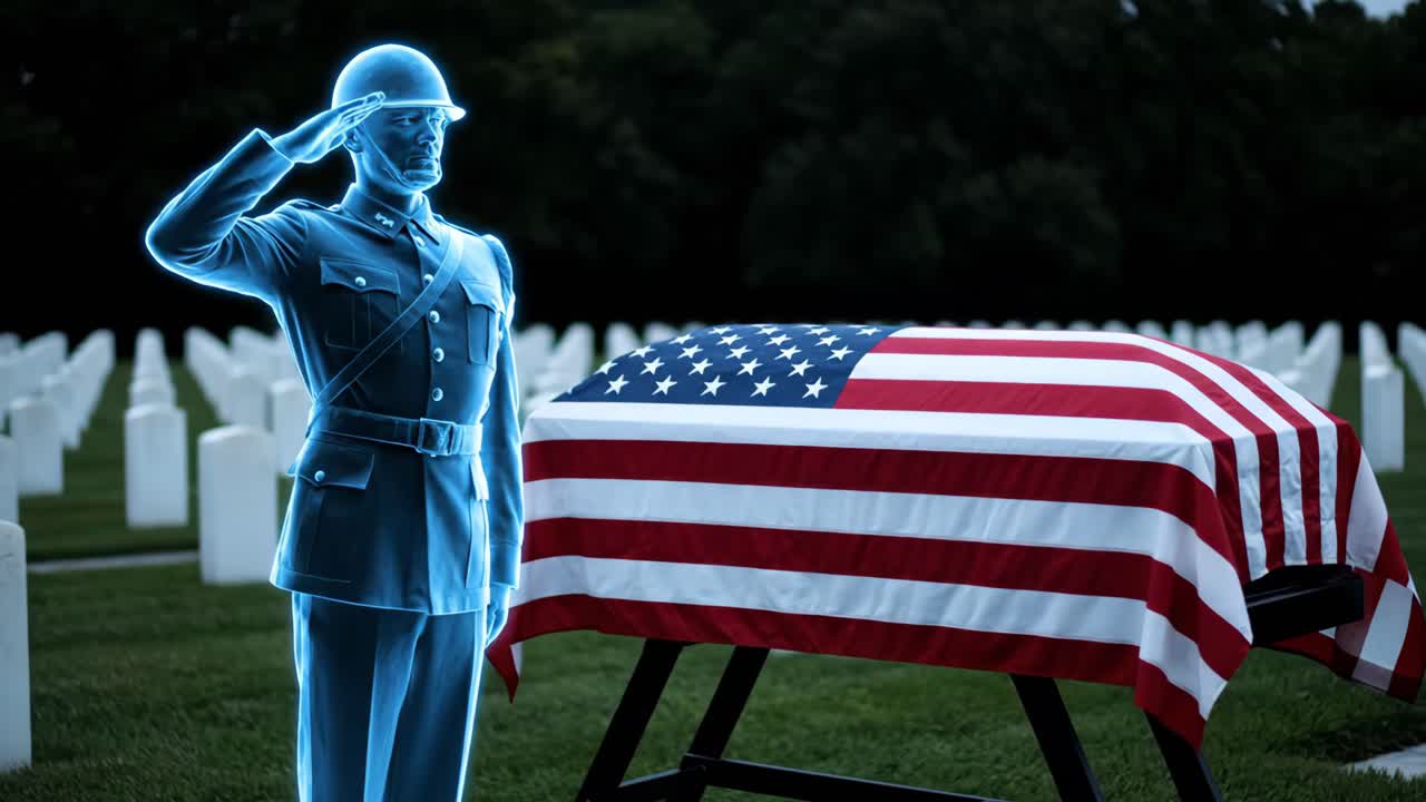 Memorial Tribute with Honor Guard and American Flag
