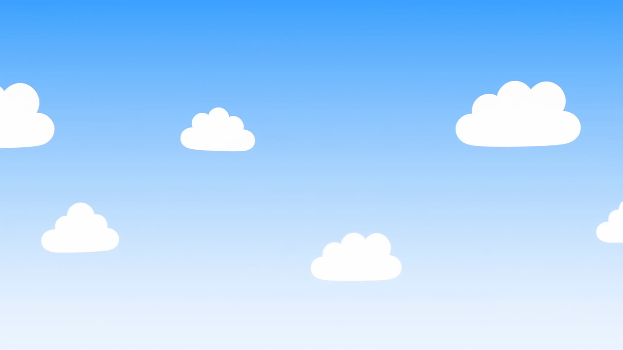Loop de Nuvens de Desenho Animado Movendo-se em um Céu Azul