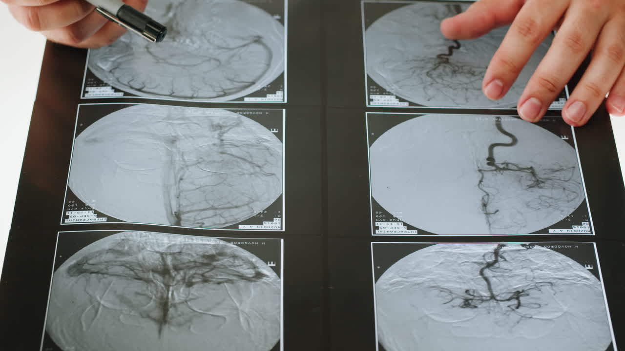 Doctor analyzing medical brain scans