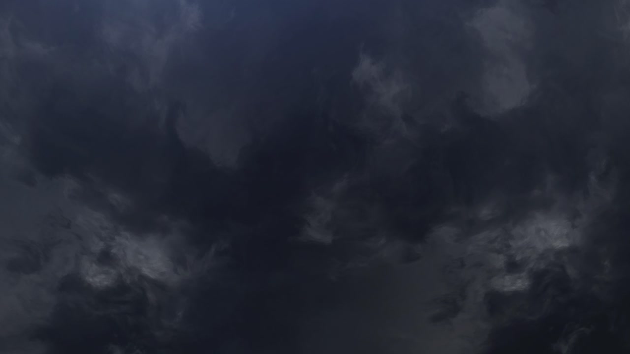 thunderstorm in dark sky with moving clouds