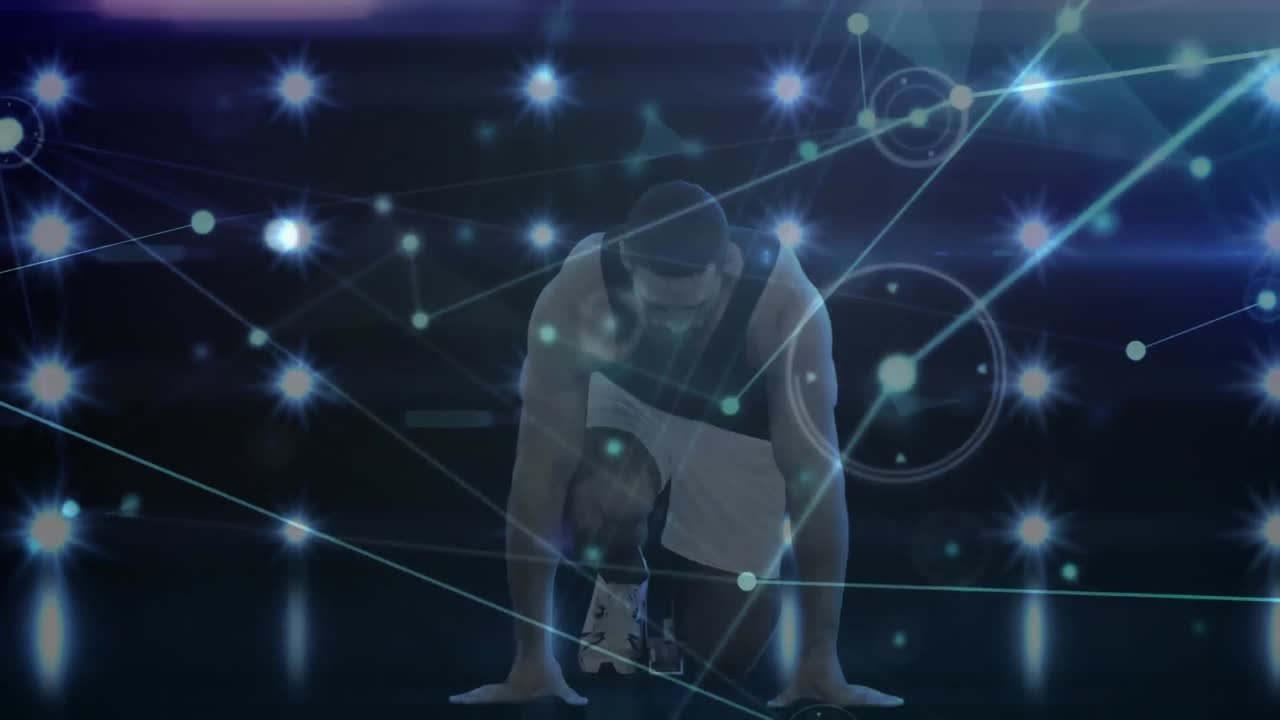 헤드 ⁇ 을 착용한 사람 위의 연결 네트워크의 애니메이션