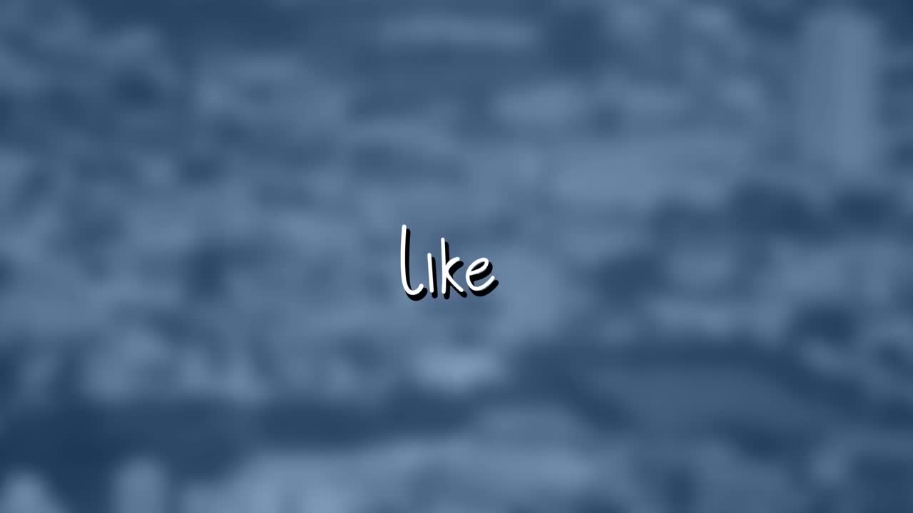 Animation of like text over cityscape