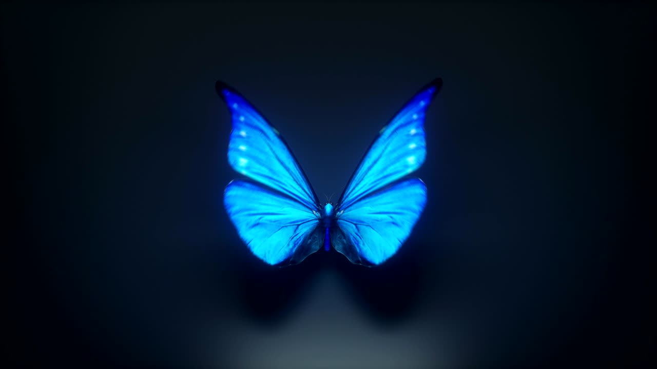 Animazione 3D di una bellissima farfalla blu.