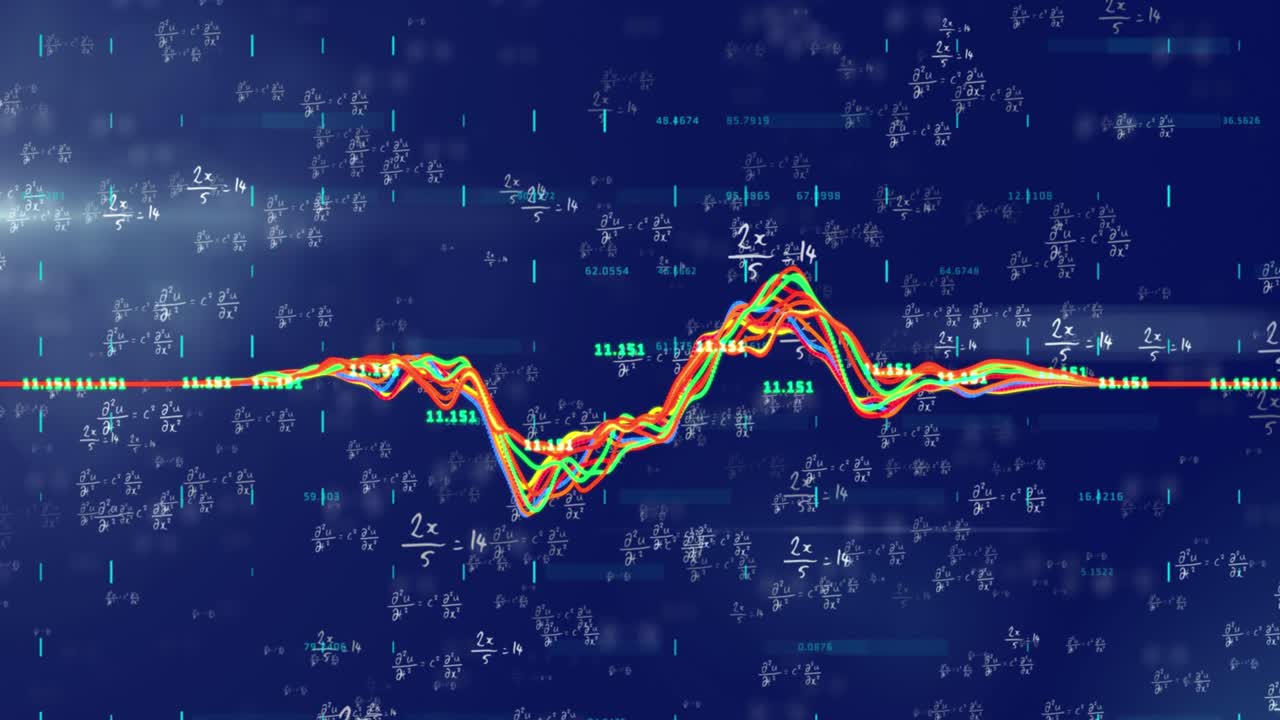 A graph with blue blocks and changing numbers on a black background