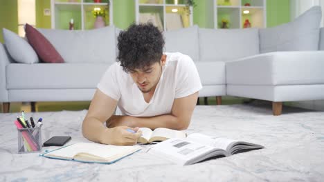 the young man, who is bored with the lessons, gets angry.