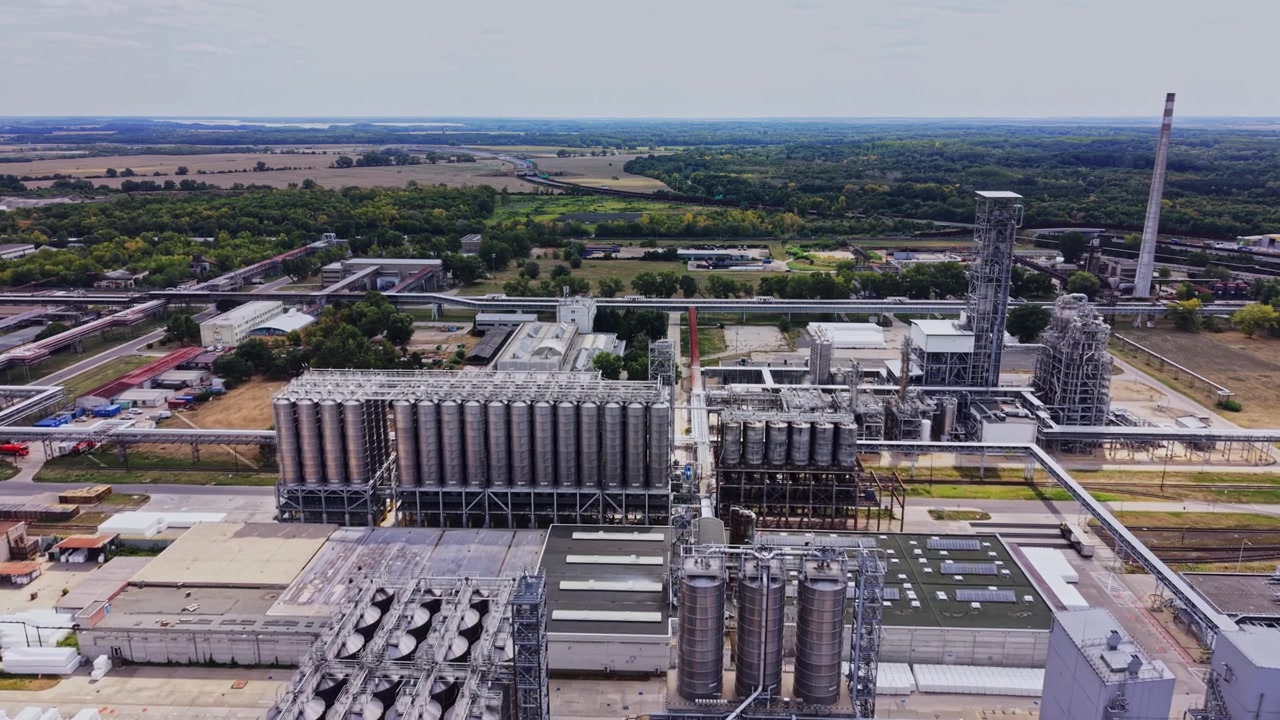 Gasoline production facility located in an industrial area