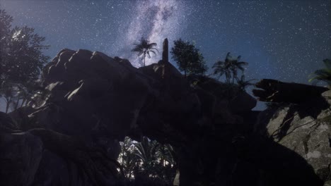 milky way galaxy over sandstone canyon walls