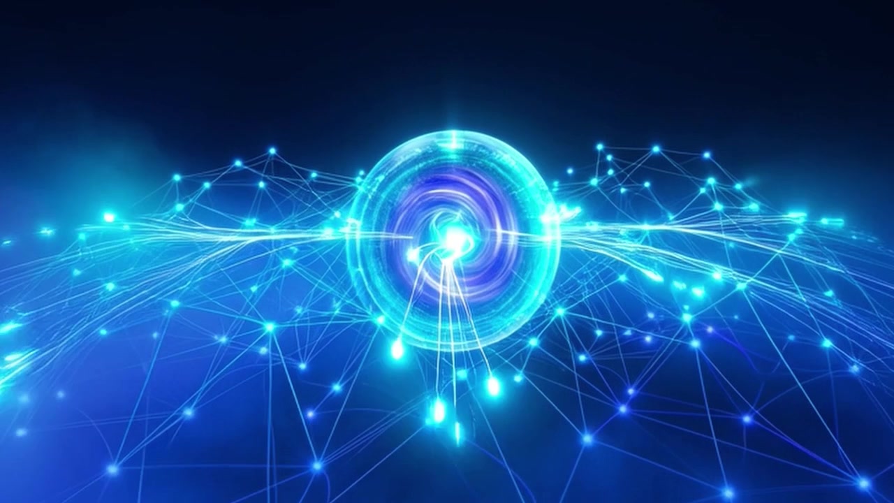 Abstract Digital Sphere with Glowing Network Connections