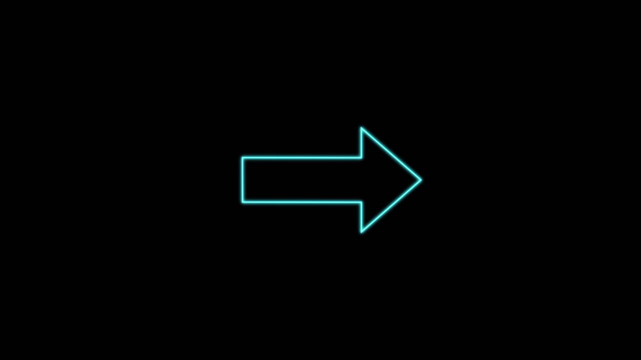 Glowing blue arrow animates steadily rightward on black, minimalist background, with smooth linear movement