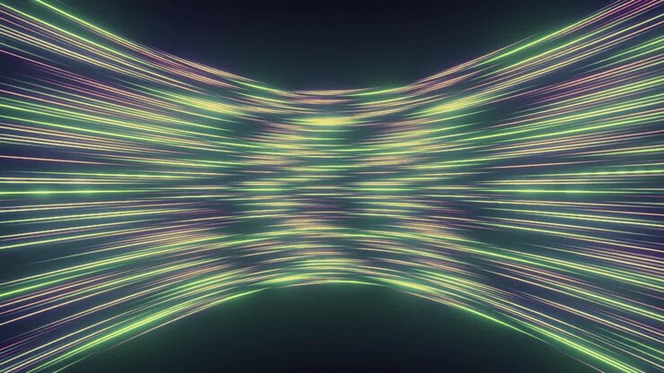Abstract Glowing Neon Lines Flowing in a Digital Tunnel