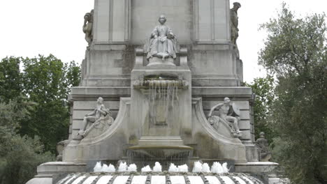 Fountain-monument-of-a-woman-sitting-on-a-chair-in-Plaza-España-Madrid