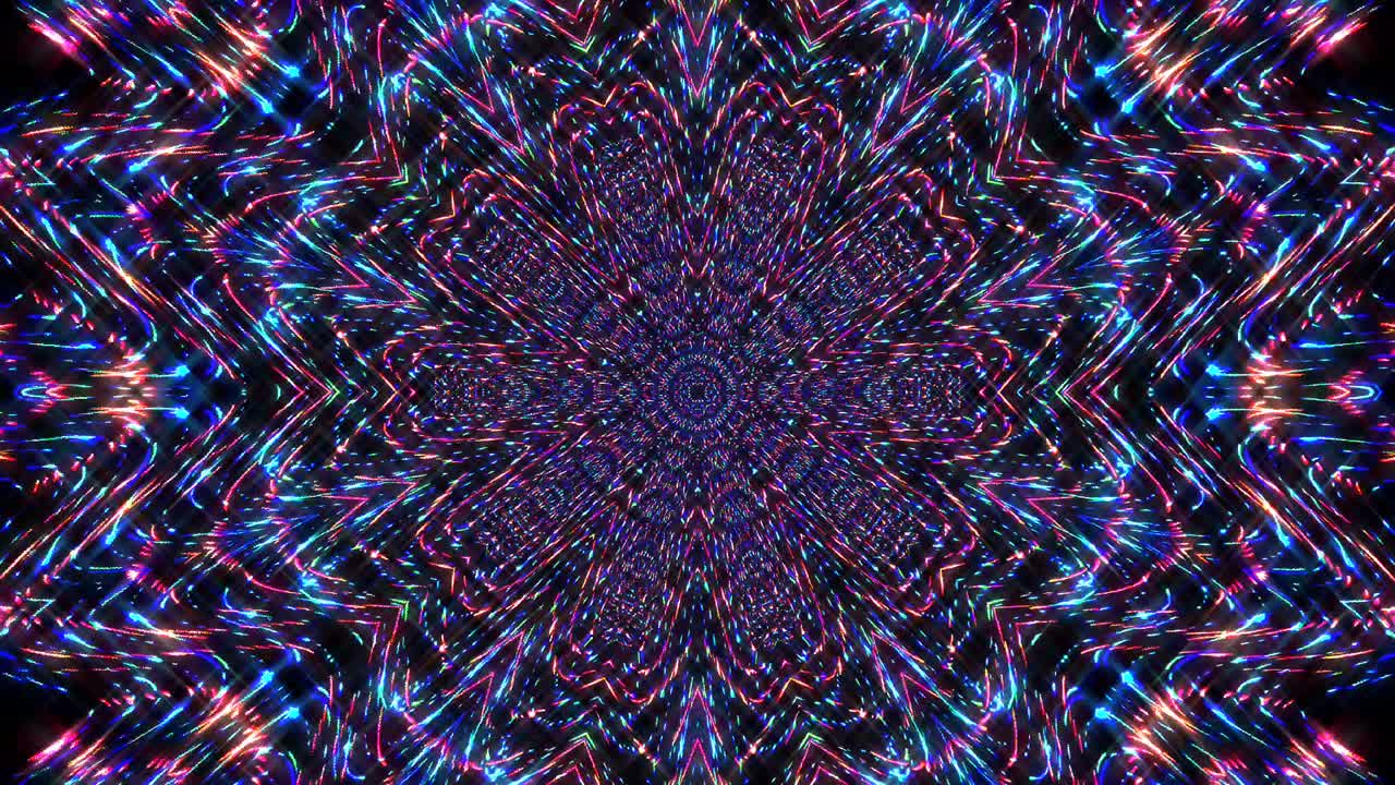 hermoso caleidoscopio abstracto que brilla, una luz radiante que regula los movimientos sutiles