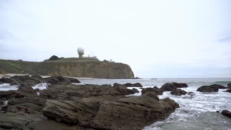 nice panoramic view of the pillar point and waves crashing on the shore