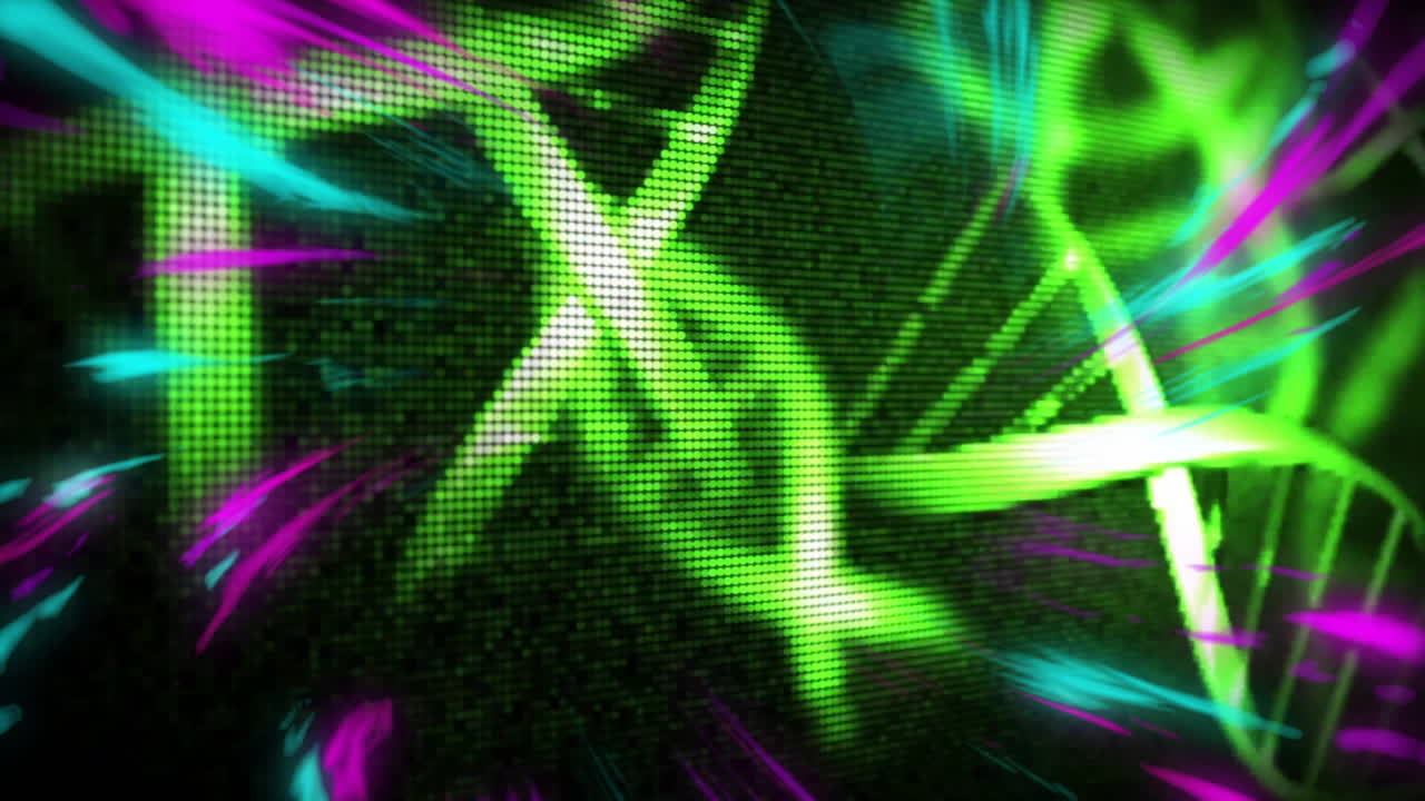 animación de formas púrpuras sobre cadenas de adn