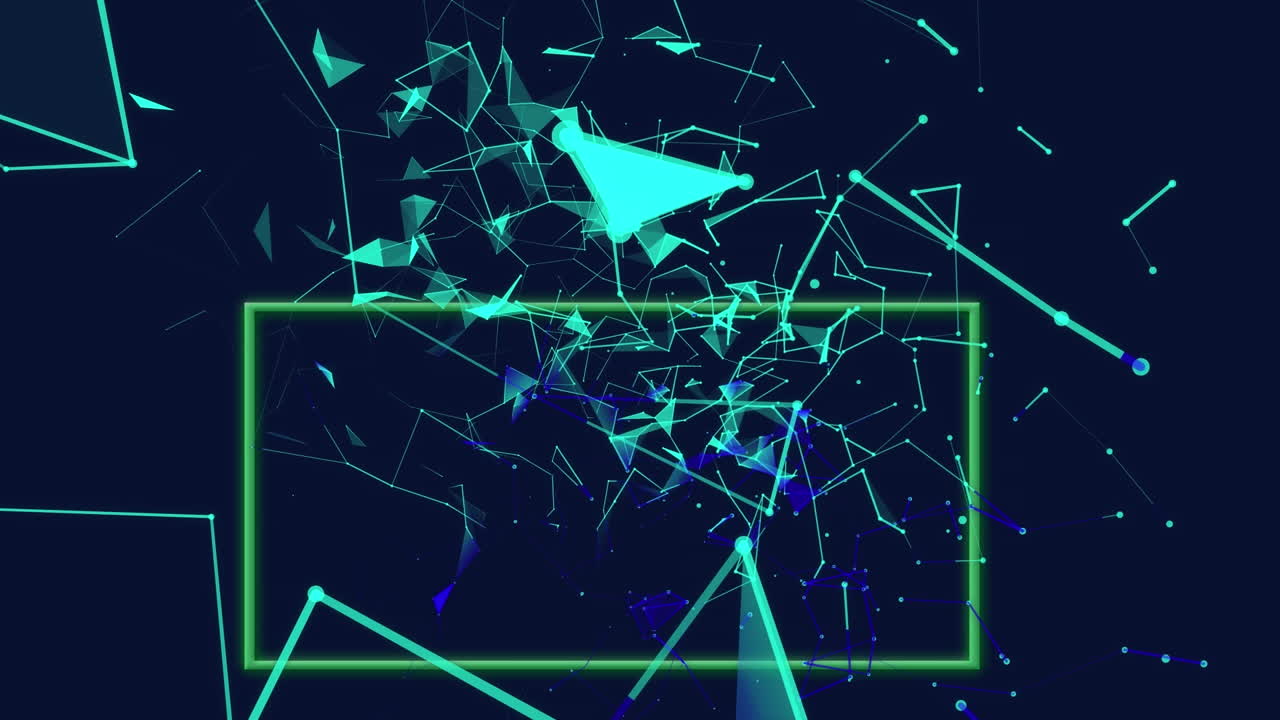 animación de la red de conexiones con formas en fondo negro