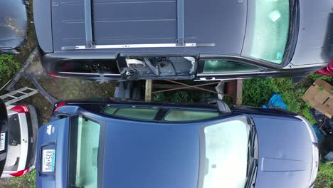 aerial view of a junkyard with many discarded cars