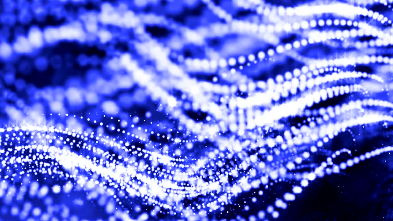 4k 3d render de partículas de brillo como fondo dinámico sin costuras abstracto con profundidad de campo y bokeh. ciencia ficción o microcosmos, espacio o espacio abstracto digital. animación de bucle 3d. cuerdas azules 12