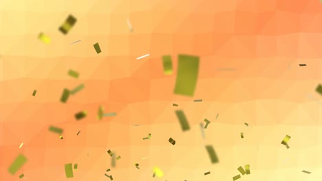 Animation-of-confetti-falling-over-gradient-orange-background