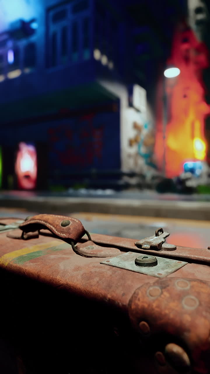 빈티지 가방의 클로즈업