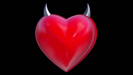 rotating red heart with horns.alpha channel