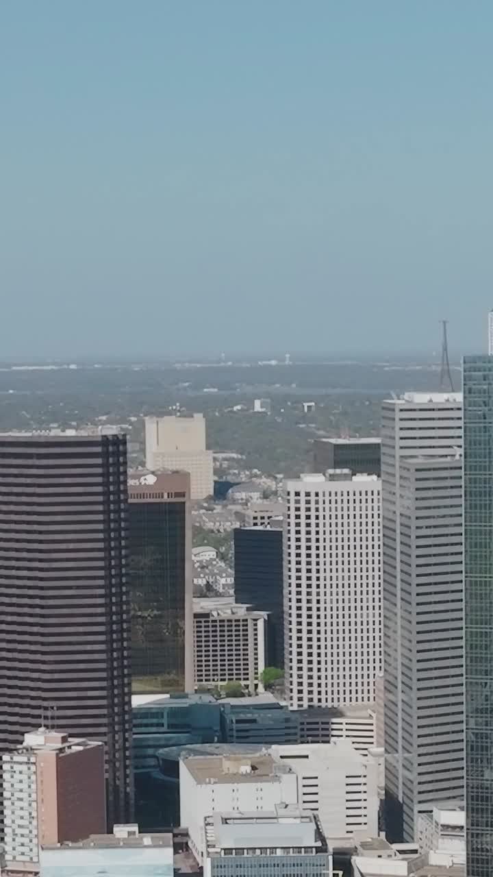 Vista del centro di Dallas, Texas, dall'alto, con grattacieli ed edifici