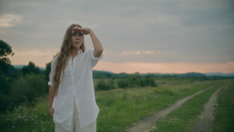 Reflective-Woman-Looking-Forard-Outdoors