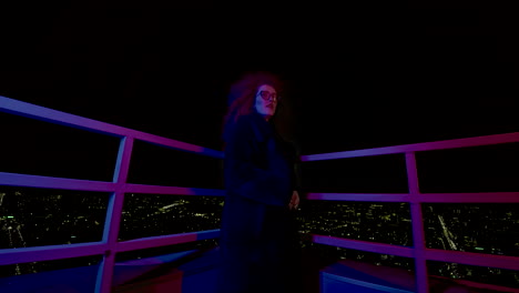 night city rooftop portrait