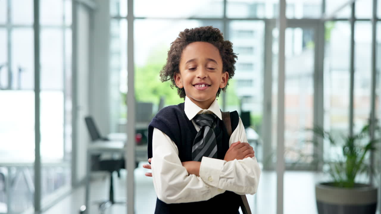 Portrait of a Smiling Boy in School Uniform