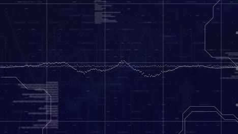 Animation-of-financial-data-processing-over-arrows-on-black-background