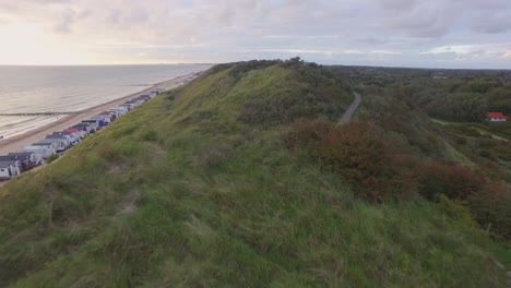 Antenne:-Der-Strand-Zwischen-Vlissingen-Und-Dishoek-Während-Des-Sonnenuntergangs