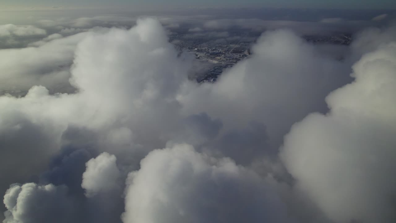 City Covered in Clouds in Winter
