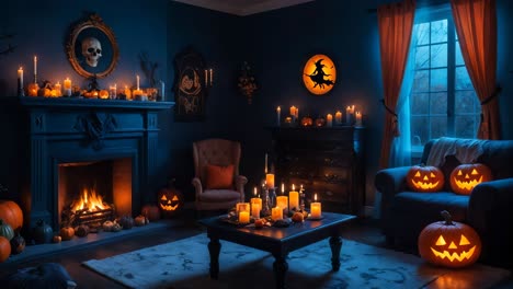 spooky halloween living room decor