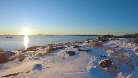 4k shot of a beautiful sunset at the coastline of gothenburg, sweden