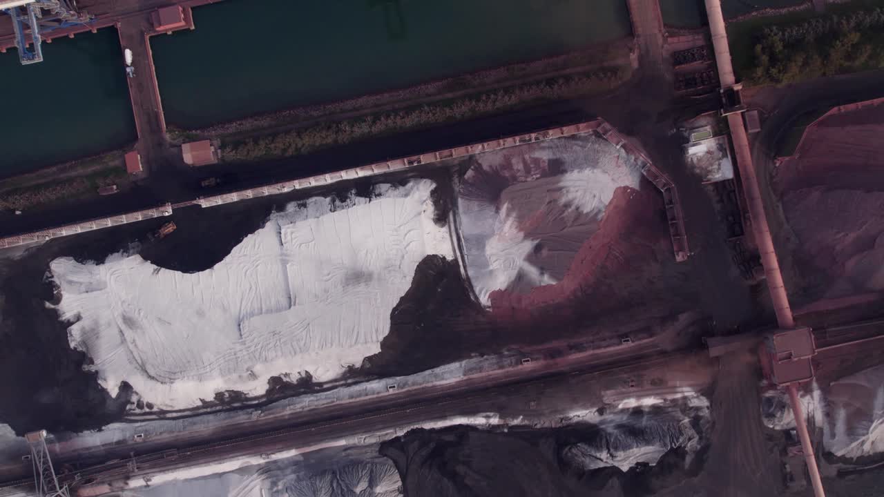 Industrial harbor with coal storage and cargo vessels, Koper, Slovenia
