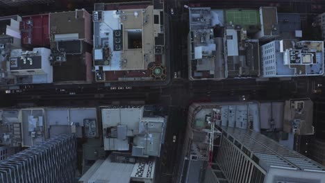 city streets at dusk as seen from above