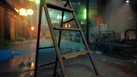 rusty ladder in a grungy alley