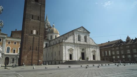 main square piazza san carlo in torino city, italy, motion view