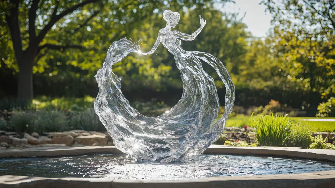 Fontana scultura astratta in vetro