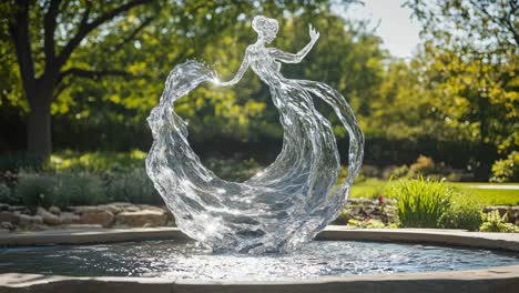 abstract glass sculpture fountain