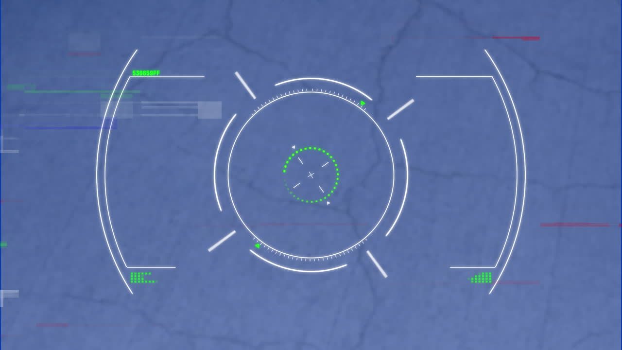 animación del procesamiento de datos con escaneo de alcance sobre interferencia en un fondo roto