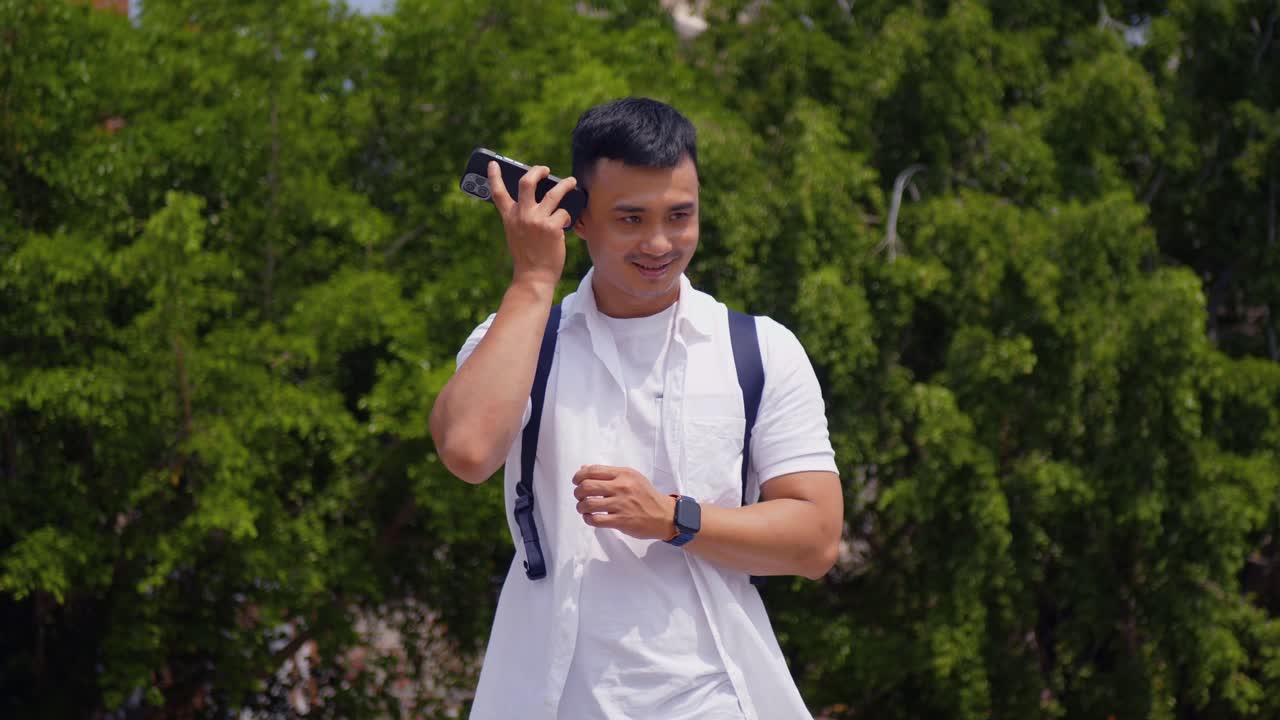 Smartphone technology, relaxed casual confident interaction, happy mood