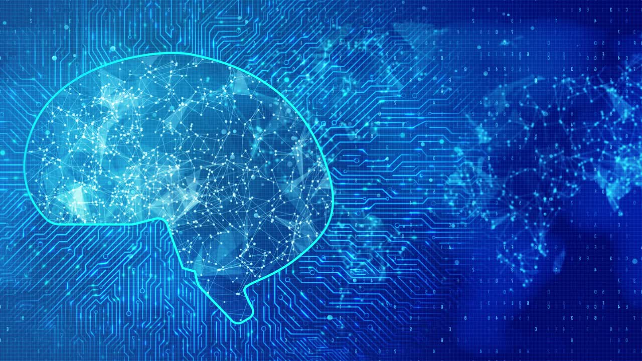 3d artificial intelligence ai research of robot development 4k loop animation digital data mining