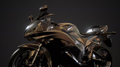 Moto-Sport-Bike-En-Estudio-Oscuro-Con-Luces-Brillantes