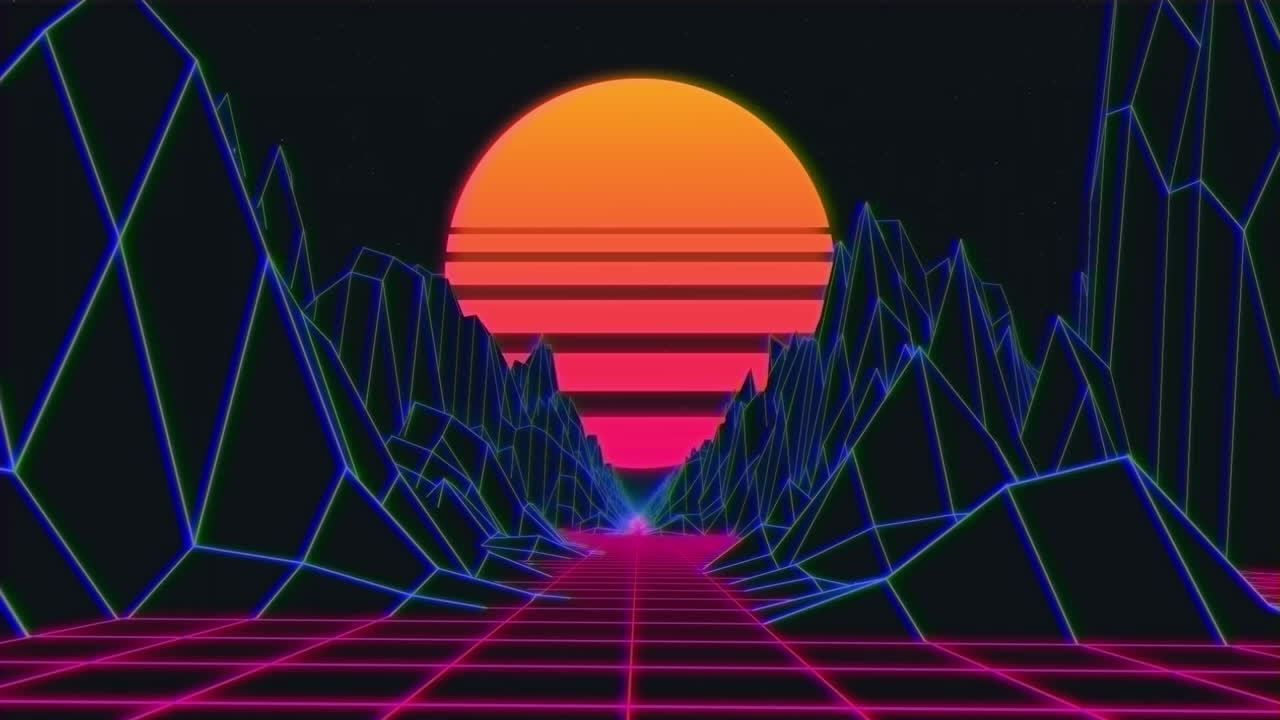 animación de círculos a rayas multicolores sobre el mapa de las montañas