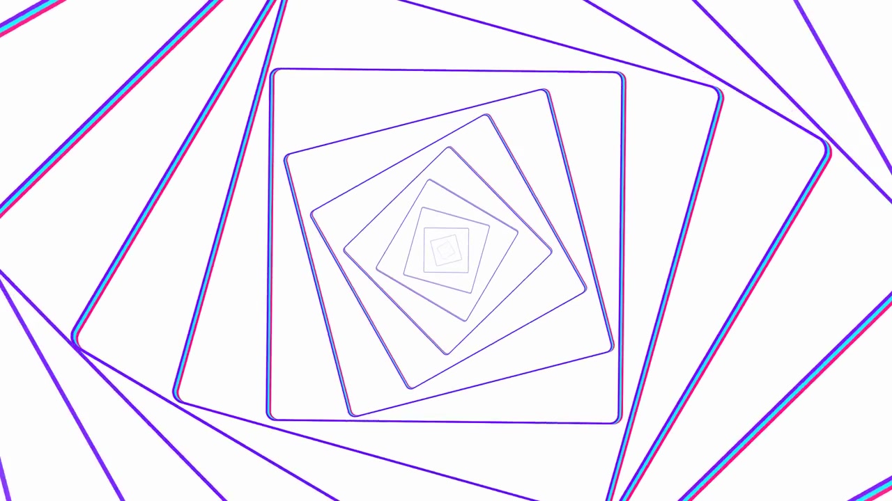 Abstract Geometric Tunnel of Rotating Squares with Chromatic Aberration